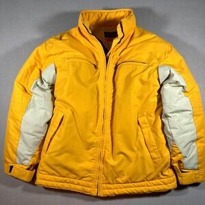 Vtg Ocean Pacific OP Mens M Yellow Puffer Ski Jacket Retro Insulated Y2K 1990's